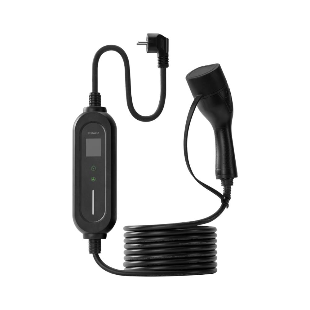 Deltaco Reseladdare Mode 2 Schuko-Typ2 6-16A m. Temp-sensor